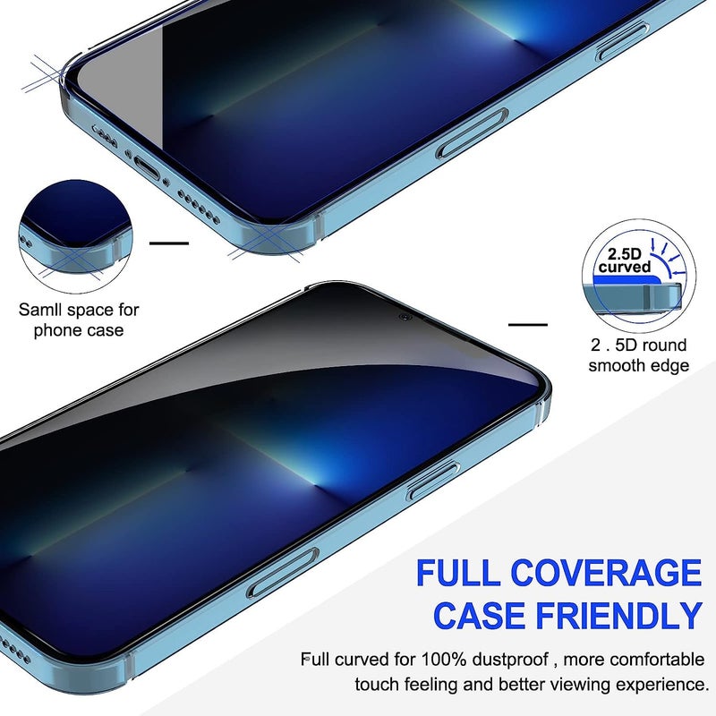 OpenTech Privacy Tempered Glass Screen Protector Compatible For Iphone 13 Pro Max / 14 Plus (6.7 Inches) With Edge To Edge Coverage And Easy Installation Kit for Smartphone - Image 4
