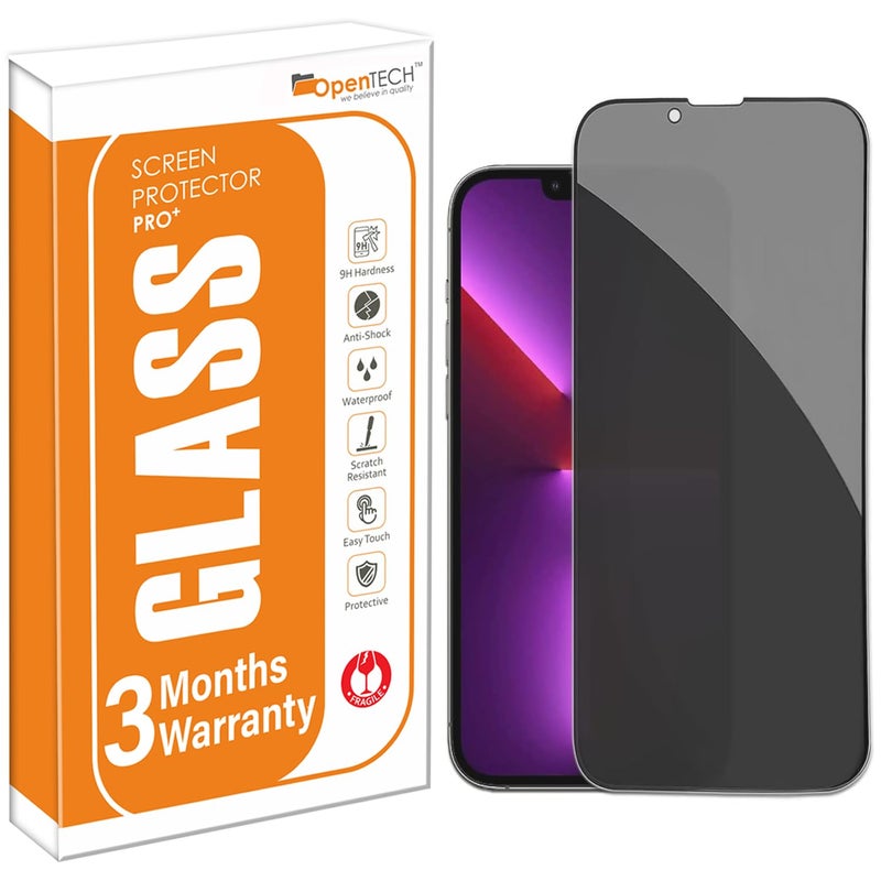 OpenTech Privacy Tempered Glass Screen Protector Compatible For Iphone 13 Pro Max / 14 Plus (6.7 Inches) With Edge To Edge Coverage And Easy Installation Kit for Smartphone - Image 1