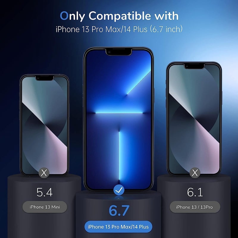 OpenTech Privacy Tempered Glass Screen Protector Compatible For Iphone 13 Pro Max / 14 Plus (6.7 Inches) With Edge To Edge Coverage And Easy Installation Kit for Smartphone - Image 2
