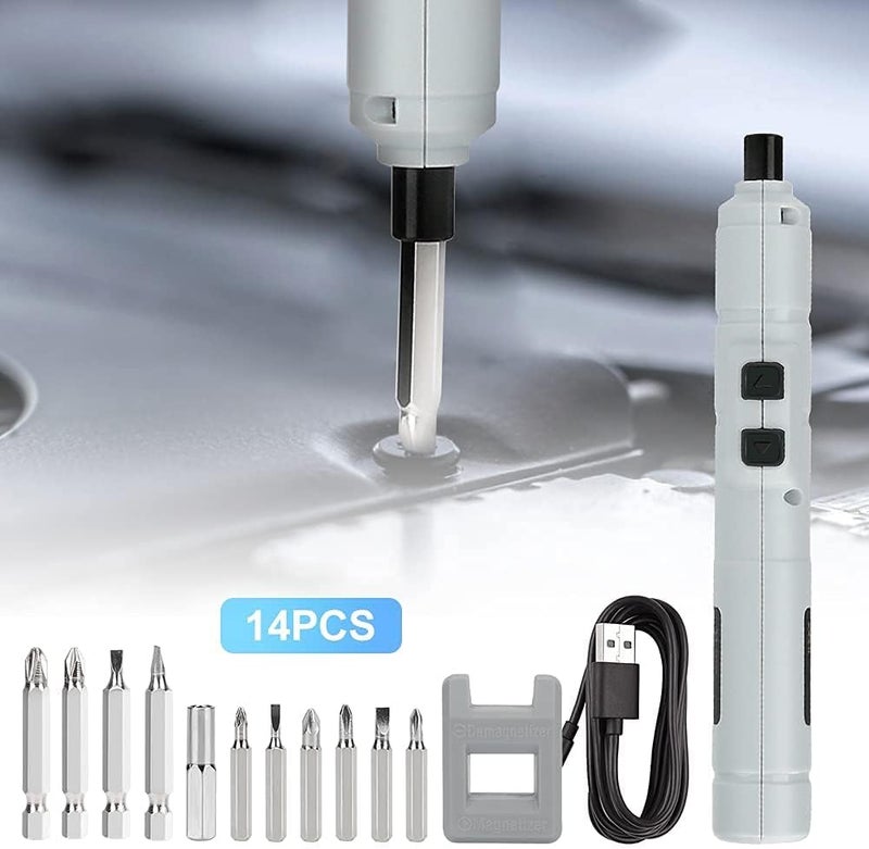 Zikra Electric Screwdriver Wireless Rechargeable, 3.6V/1110mAh Mini Portable Pen Screw Driver with 11pcs Precision Bits, USB Cable for Repair Tools - Image 2