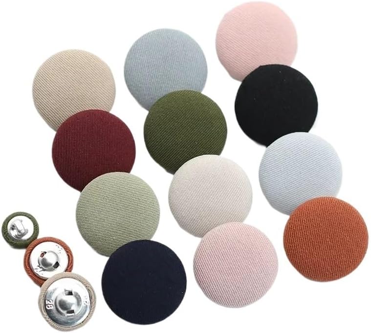 Buttons Vintage Buttons Button 10Pcs 11-30mm Alloy Cloth Covered Button for Suit Coat Decorative Round Shank Buttons DIY Clothes Sewing Buckle Accessory Buttons(No3,11mm) - Image 2