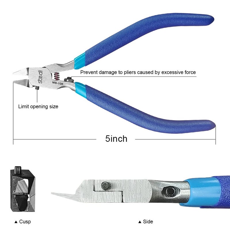 stedi 5-inch Model Nipper, with Ultra-thin Single-edge and Blade Case Plastic Model Tools for Gundam Repairing Plastic Model and Fixing, Blue - Image 5