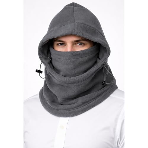 Aadikart Thermal Warm Fleece Full Face Mask Balaclava CS Mask - Windproof Hooded Scarf Hat, Head and Neck Cover for Winter Outdoor Sports, Cycling, Motorcycle, Ski, Snowboard, Fishing (Grey) - Image 1