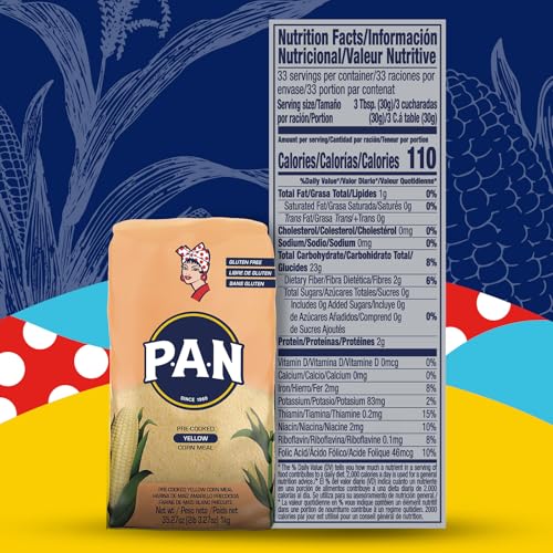 P.A.N. Yellow Corn Meal – Pre-cooked Gluten Free and Kosher Flour for Arepas (2.2 lb/Pack of 4) - Image 2