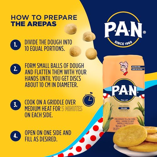 P.A.N. Yellow Corn Meal – Pre-cooked Gluten Free and Kosher Flour for Arepas (2.2 lb/Pack of 4) - Image 4
