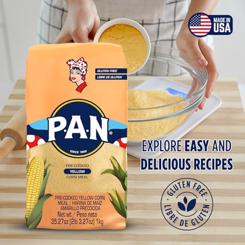 P.A.N. Yellow Corn Meal – Pre-cooked Gluten Free and Kosher Flour for Arepas (2.2 lb/Pack of 4) - Image 3
