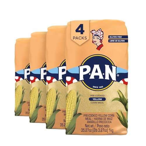 P.A.N. Yellow Corn Meal – Pre-cooked Gluten Free and Kosher Flour for Arepas (2.2 lb/Pack of 4) - Image 1