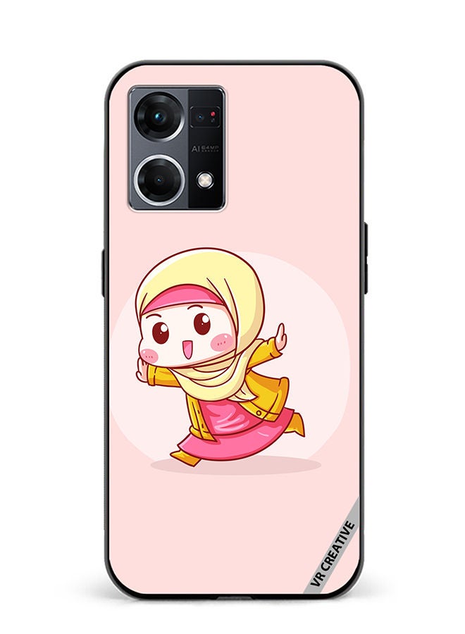 VR CREATIVE Protective Case Cover For Oppo Reno8 4G Cute Lady In Hijab Design Multicolour - Image 1