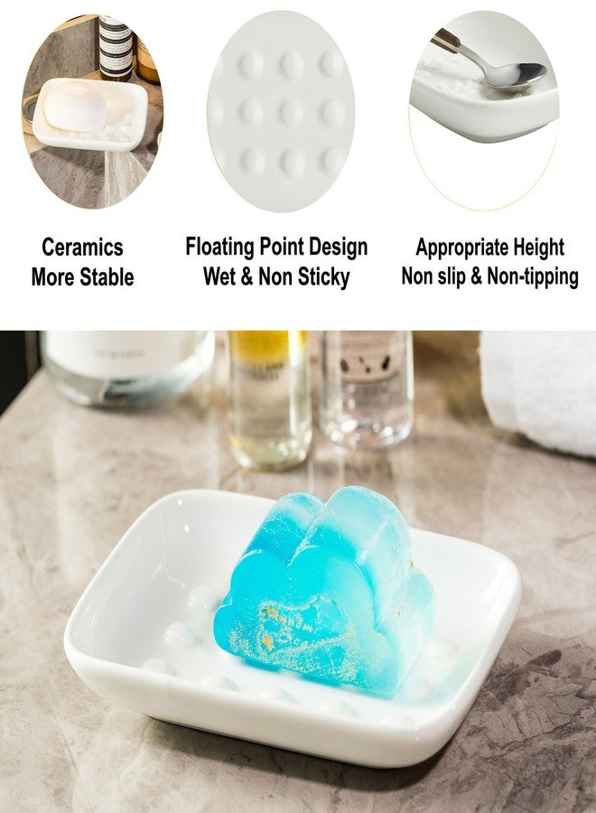 Miamolo Soap Dish, Ceramic Soap Holder Shower Soap Dish for Bar Soap Sponge, Soap Saver Tray for Bathroom Kitchen Sink, White - Image 4