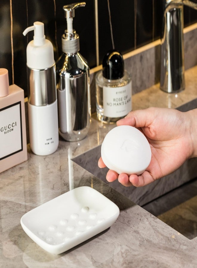Miamolo Soap Dish, Ceramic Soap Holder Shower Soap Dish for Bar Soap Sponge, Soap Saver Tray for Bathroom Kitchen Sink, White - Image 5