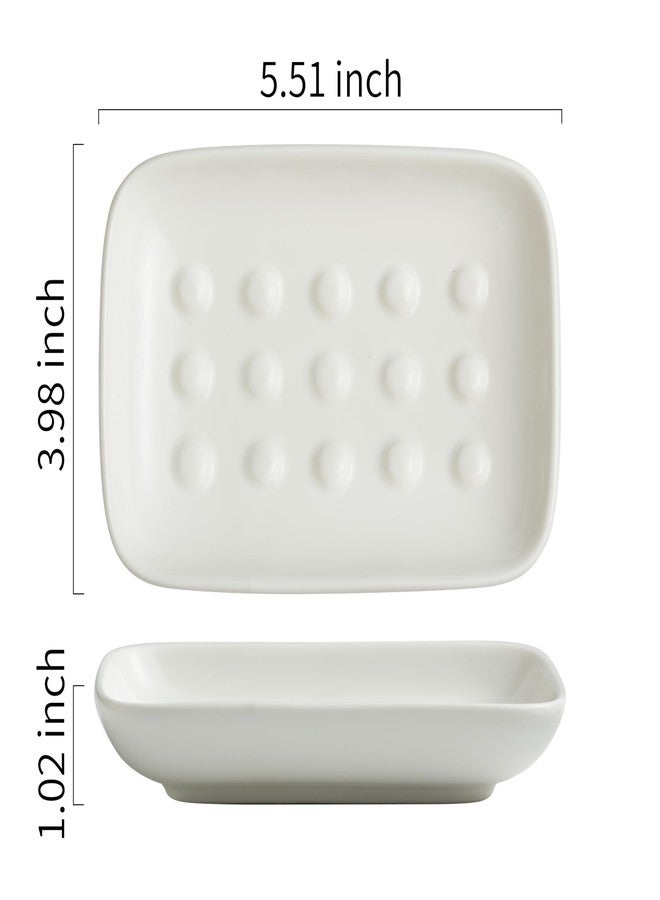 Miamolo Soap Dish, Ceramic Soap Holder Shower Soap Dish for Bar Soap Sponge, Soap Saver Tray for Bathroom Kitchen Sink, White - Image 2