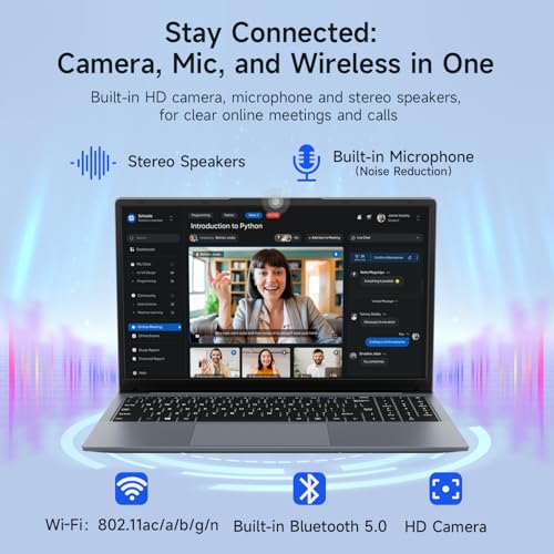 Bmax 15.6" Laptop, Intel 12th Gen N95 (Up to 3.4GHz), 12GB LPDDR5 RAM, 512GB SSD, Windows 11 Pro Business Computer, 180° Lay-Flat FHD IPS, Webcam with Privacy Shutter, Numeric Keypad, Type-C - Image 5