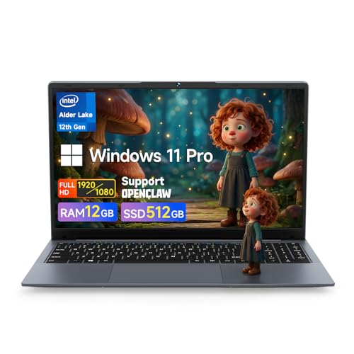 Bmax 15.6" Laptop, Intel 12th Gen N95 (Up to 3.4GHz), 12GB LPDDR5 RAM, 512GB SSD, Windows 11 Pro Business Computer, 180° Lay-Flat FHD IPS, Webcam with Privacy Shutter, Numeric Keypad, Type-C - Image 1