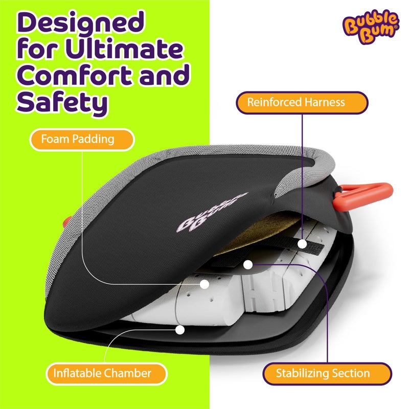 bubblebum Twin Pack Inflatable Backless Booster Car Seat, Portable Travel Booster Seat, Booster Seats for Cars 40-100LBS - Black - Image 3