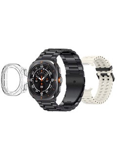 Kalobee SK7 Ultra Smartwatch Bundle With Accessories Including 1 Black Stainless Steel Band 1 Cream Silicone Band a Charging Cable and a TPU Case Protector  - Image 3