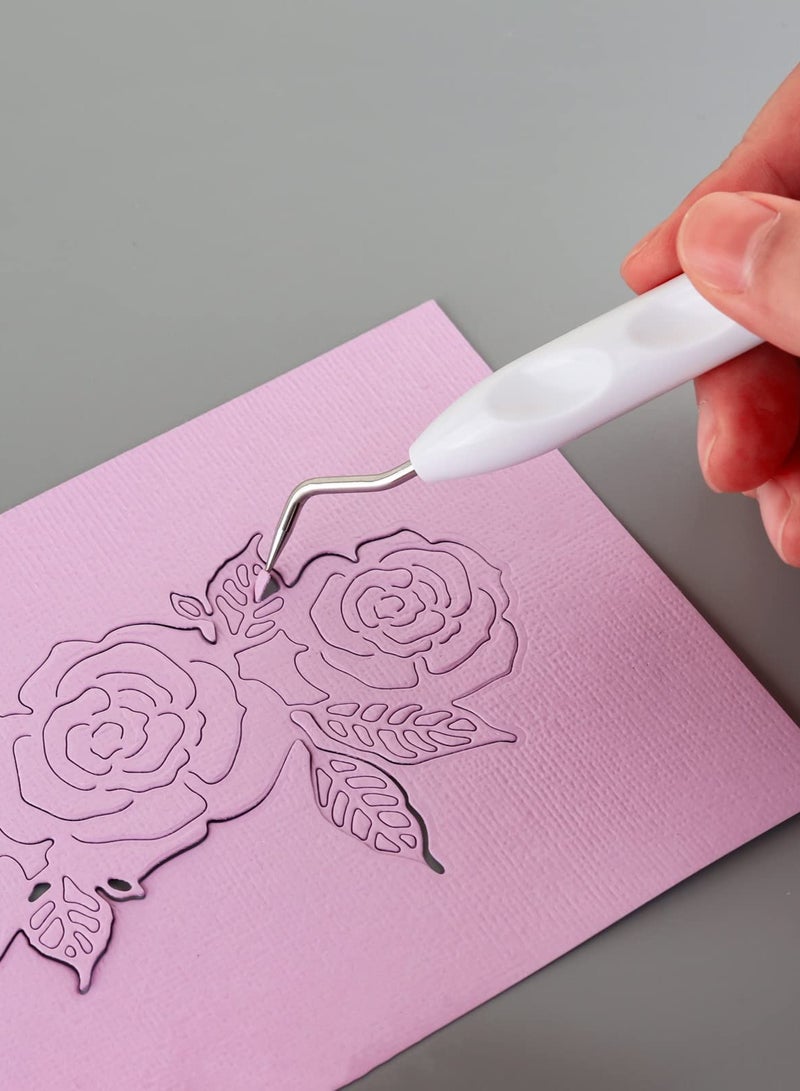 6-Piece Craft Vinyl Weeding Tool Set - Includes Hook Weeder, Scraper, Spatula, Tweezers, and Scissors for Die-Cutting, Scrapbooking, DIY Projects, Silhouette, and Embossing Lettering. - Image 3