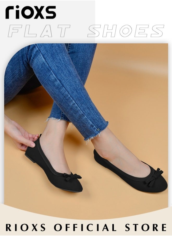 RIOXS Women's Belice Ballet Flat with Bow Knot Ultra Soft Round Toe Slip on Comfortable Flat Shoes Walking Ballerina Shoes  - Image 4