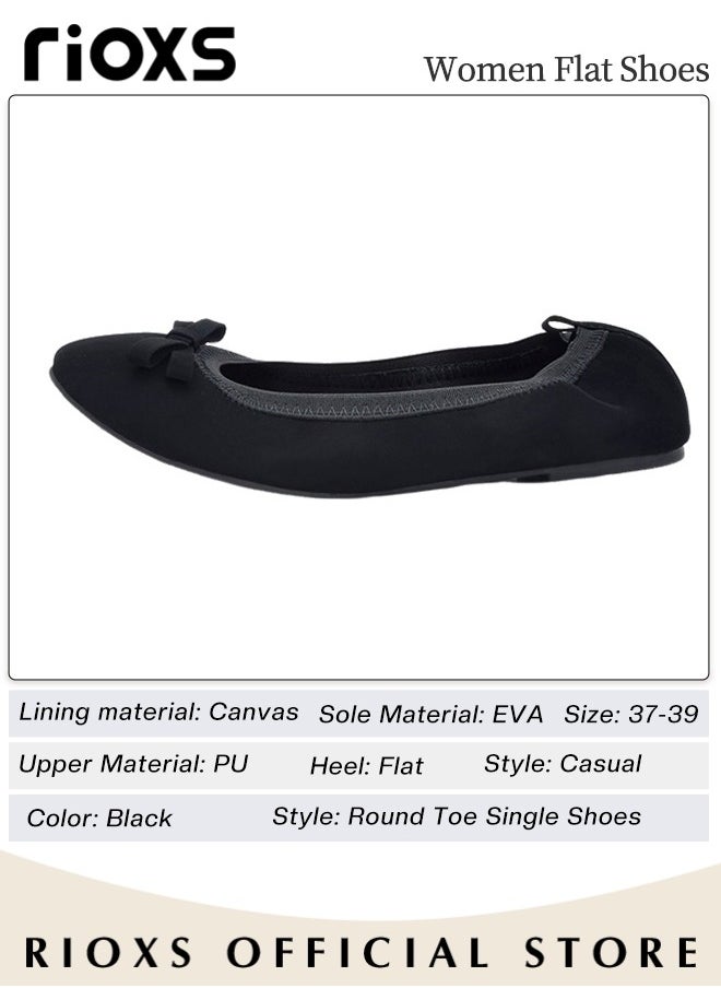 RIOXS - Women's Belice Ballet Flat with Bow Knot Ultra Soft Round Toe Slip on Comfortable Flat Shoes Walking Ballerina Shoes - Image 1