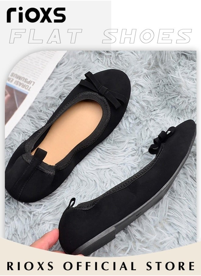 RIOXS Women's Belice Ballet Flat with Bow Knot Ultra Soft Round Toe Slip on Comfortable Flat Shoes Walking Ballerina Shoes  - Image 5