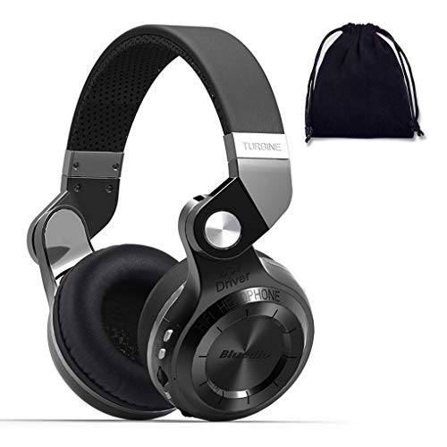Bluedio Bluetooth Headphones Over Ear, Lightweight Rotary Folding Wireless Headphones with Micro 40 H Music Time Headset with SD Card Slot/FM Radio and Storage Bag (Black T2+) - Image 1