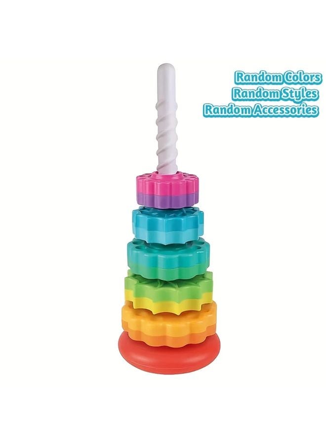 Rainbow Tower Sensory Toy For Motor Skills And Hand Eye Coordination - Image 1