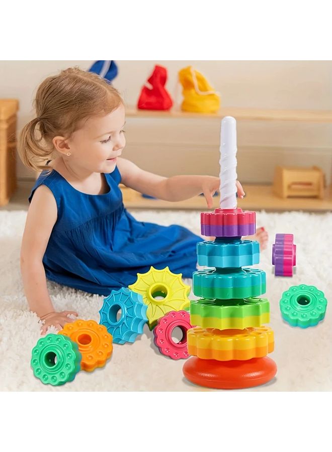 Rainbow Tower Sensory Toy For Motor Skills And Hand Eye Coordination - Image 5