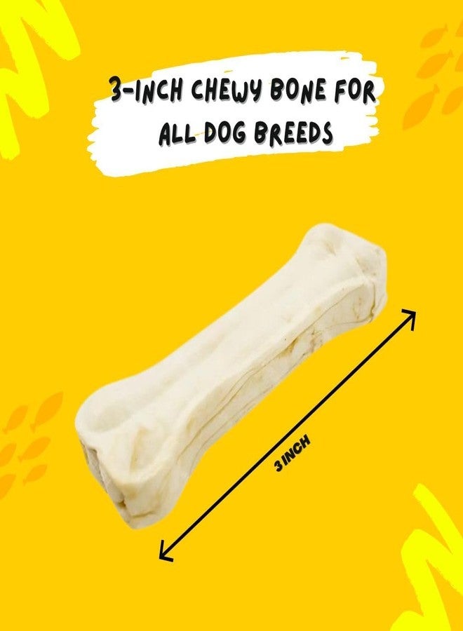 PET FUN عظمة مضغ للكلاب من جلد البقر الخام بنكهة الدجاج من بيت فن | مكافآت صحية للكلاب الصغيرة والجراء | عظام مضغ صالحة للأكل بطول 3 بوصات للعناية بالأسنان والتدريب والمضغ (3 بوصات - عبوة من 6 قطع) - Image 2