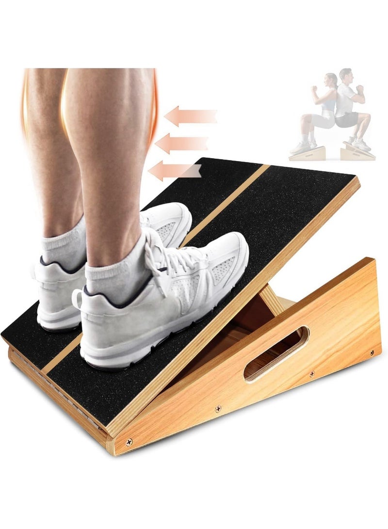 YOUWE7 Professional Incline Board, Wooden Slant board calf stretching, Adjustable Incline Board and Calf Stretcher, Stretch Board, Squat Wedge and Anti-Slip Surface, Portable Side Handle Easy Movement - Image 1