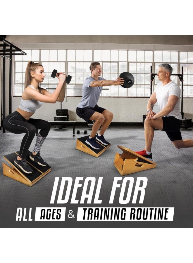 YOUWE7 Professional Incline Board, Wooden Slant board calf stretching, Adjustable Incline Board and Calf Stretcher, Stretch Board, Squat Wedge and Anti-Slip Surface, Portable Side Handle Easy Movement - Image 2