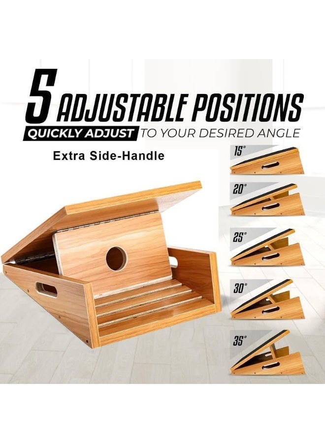 YOUWE7 Professional Incline Board, Wooden Slant board calf stretching, Adjustable Incline Board and Calf Stretcher, Stretch Board, Squat Wedge and Anti-Slip Surface, Portable Side Handle Easy Movement - Image 5