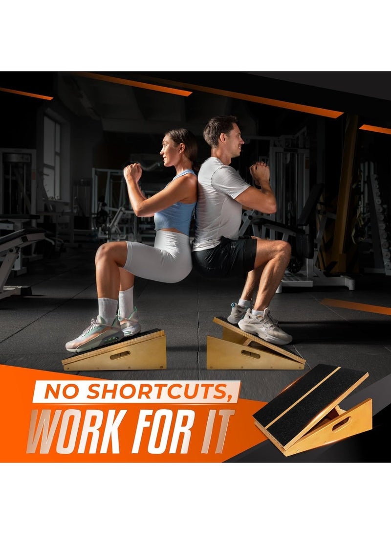 YOUWE7 Professional Incline Board, Wooden Slant board calf stretching, Adjustable Incline Board and Calf Stretcher, Stretch Board, Squat Wedge and Anti-Slip Surface, Portable Side Handle Easy Movement - Image 4