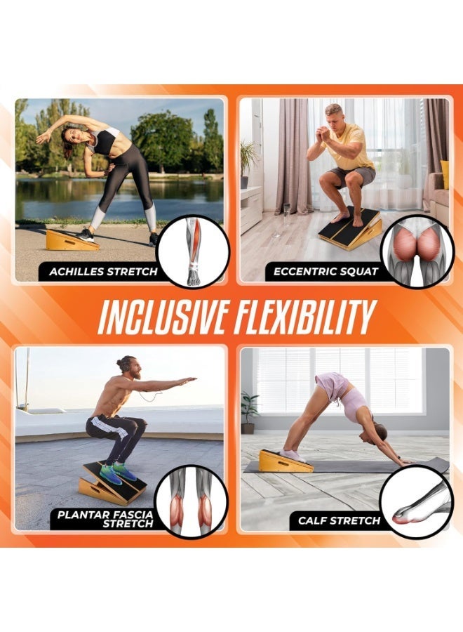 YOUWE7 Professional Incline Board, Wooden Slant board calf stretching, Adjustable Incline Board and Calf Stretcher, Stretch Board, Squat Wedge and Anti-Slip Surface, Portable Side Handle Easy Movement - Image 3