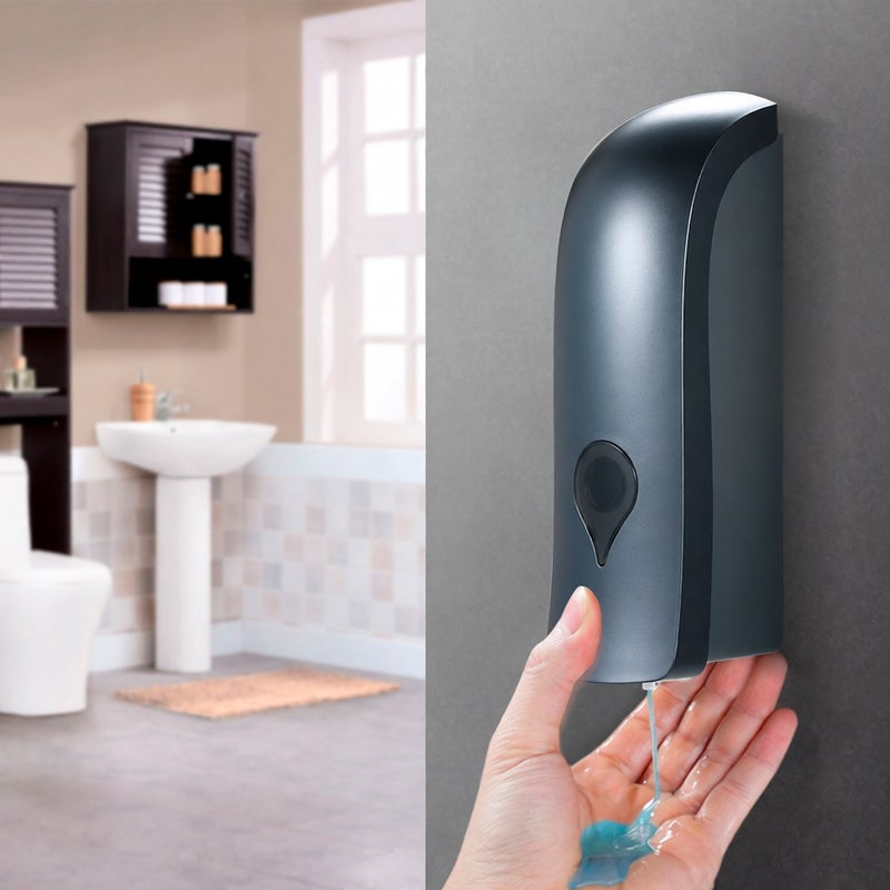 CHUANGDIAN 300ml No Drilling Wall Mounted Single-Head Manual Soap Dispenser Bathroom Shower Gel Liquid Shampoo Holder--Grey - Image 4
