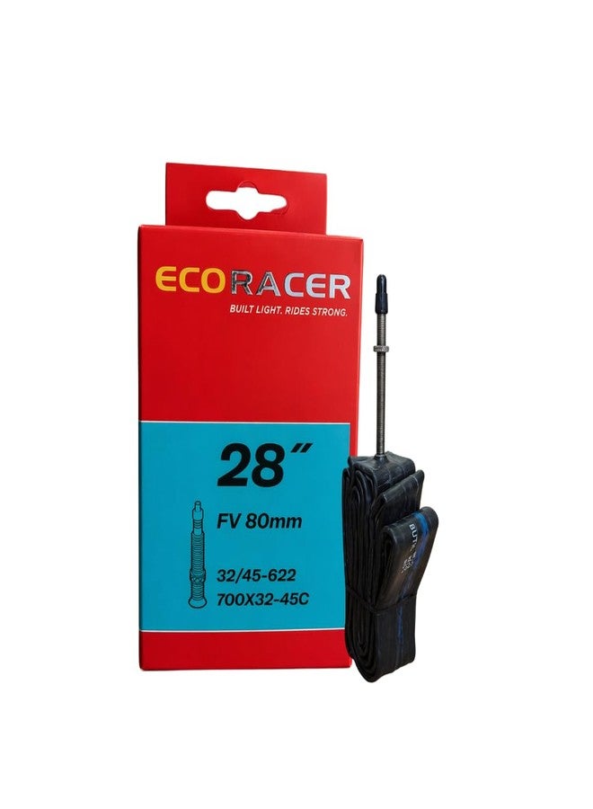 FCCRACING ECORACER Bicycle Tube 700x32-45C | Presta Valve 80mm Premium Butyl Rubber Inner Tube for Bicycle (Pack of 1) for Bicycle - Image 1