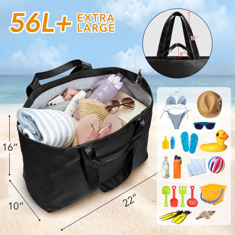 KALIDI 60L Extra Large Duffle Bag, Beach Tote Zipper Utility Oversized Weekender Carrier Travel Shopping Reusable Grocery Bag - Image 4