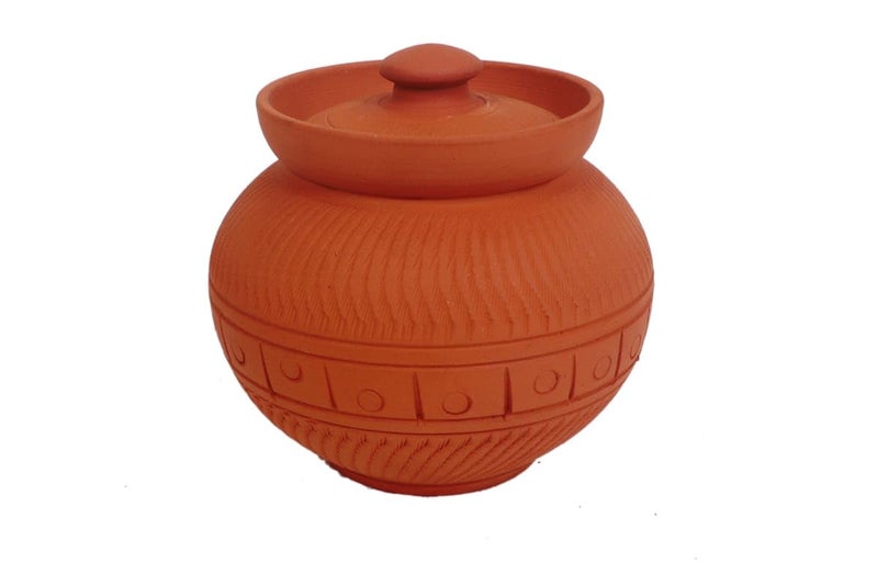THE HANDICRAFTIAN Handcrafted Terracotta Sugar Pot 400450ML Biodegradable Clay Jar MultiPurpose for Dry Fruits Snacks Traditional Rustic Design Terracotta MAHARAJA SUGAR POT Set of 1 - Image 2