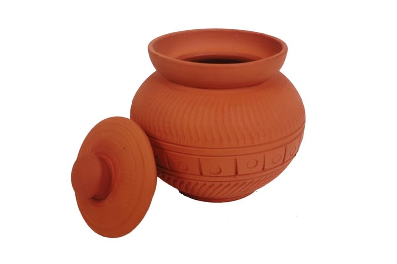 THE HANDICRAFTIAN Handcrafted Terracotta Sugar Pot 400450ML Biodegradable Clay Jar MultiPurpose for Dry Fruits Snacks Traditional Rustic Design Terracotta MAHARAJA SUGAR POT Set of 1 - Image 1