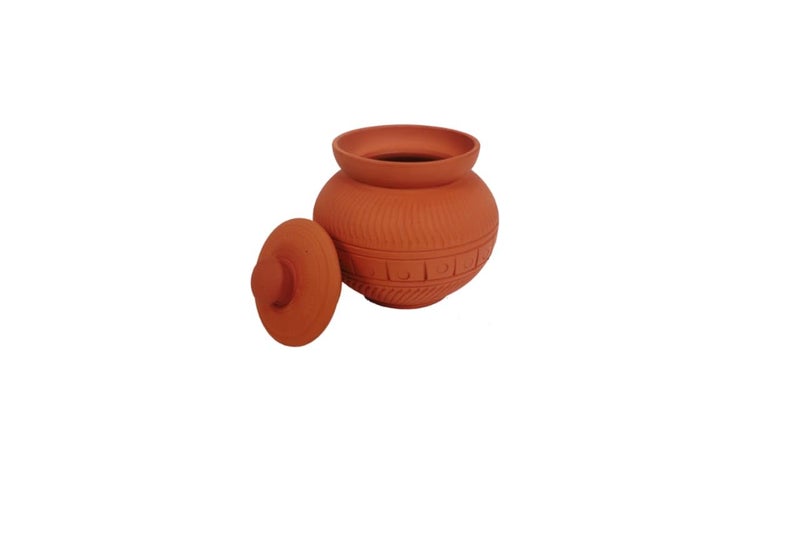 THE HANDICRAFTIAN Handcrafted Terracotta Sugar Pot 400450ML Biodegradable Clay Jar MultiPurpose for Dry Fruits Snacks Traditional Rustic Design Terracotta MAHARAJA SUGAR POT Set of 1 - Image 3