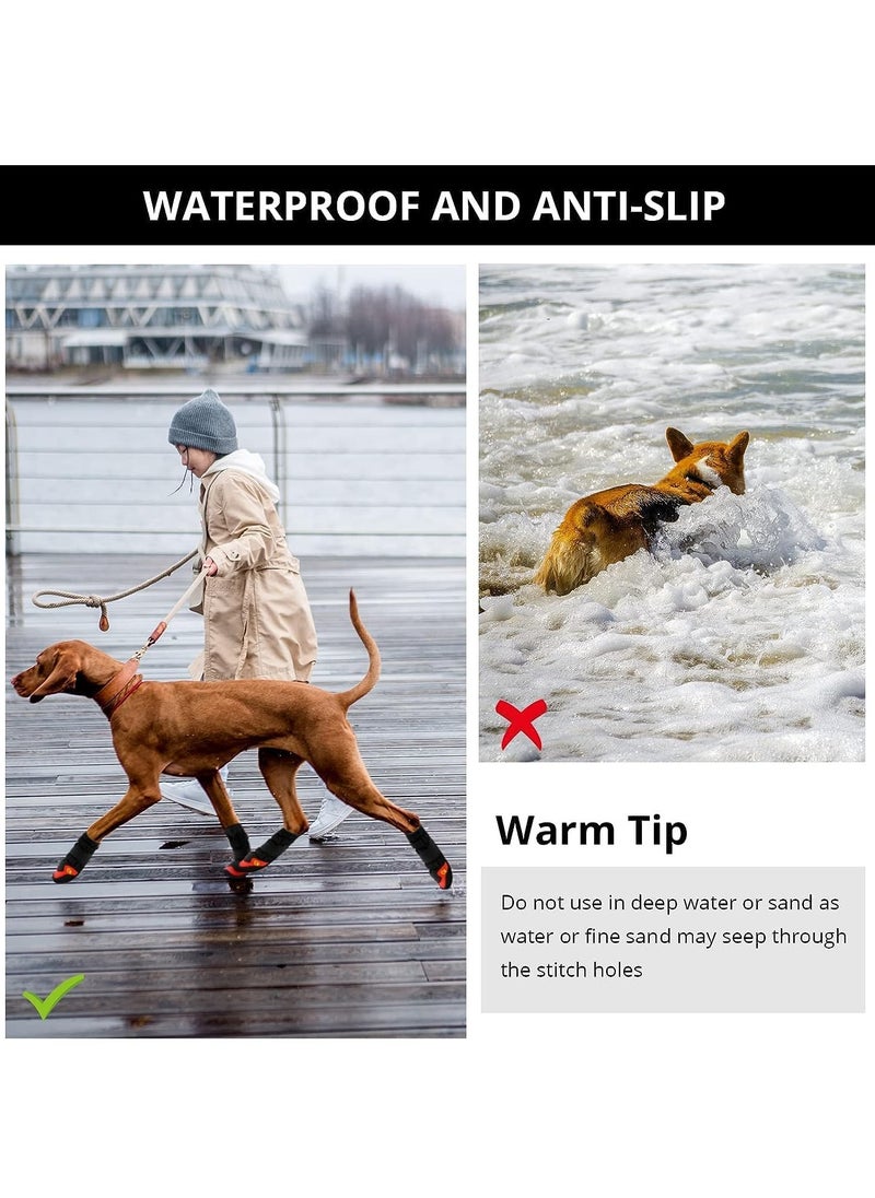 SYOSI 4Pcs Anti-Slip Dog Boots Waterproof Dog Shoes for Small Medium Large Dogs with Reflective Straps Pet Dog Boots for Hiking Soft Breathable Paw Protectors for Dogs Outdoor Night Use  - Image 4