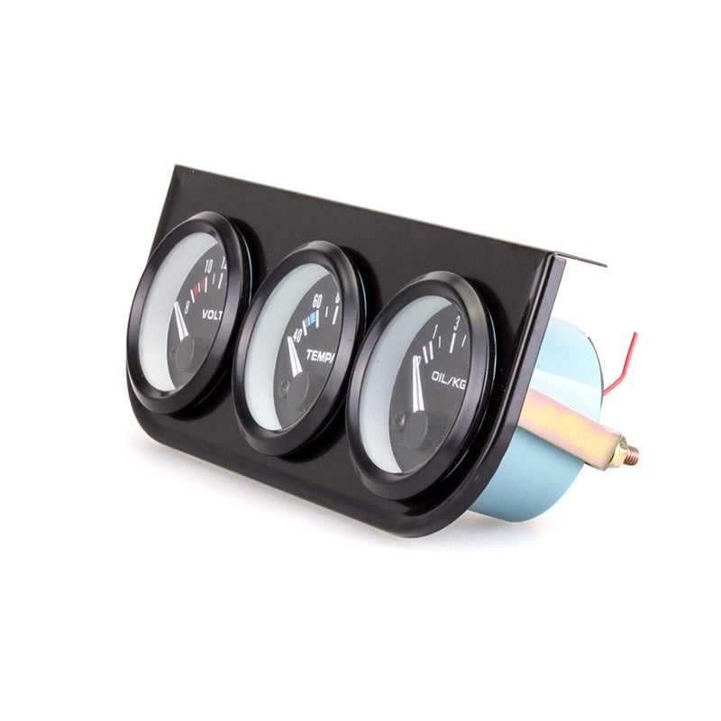 Triple Gauge Kit Black 3-In-1 Engine Data Monitoring - High Durability Seismic Resistance Car Volt Meter for 12V Cars Racing Cars Modified Cars - Image 2