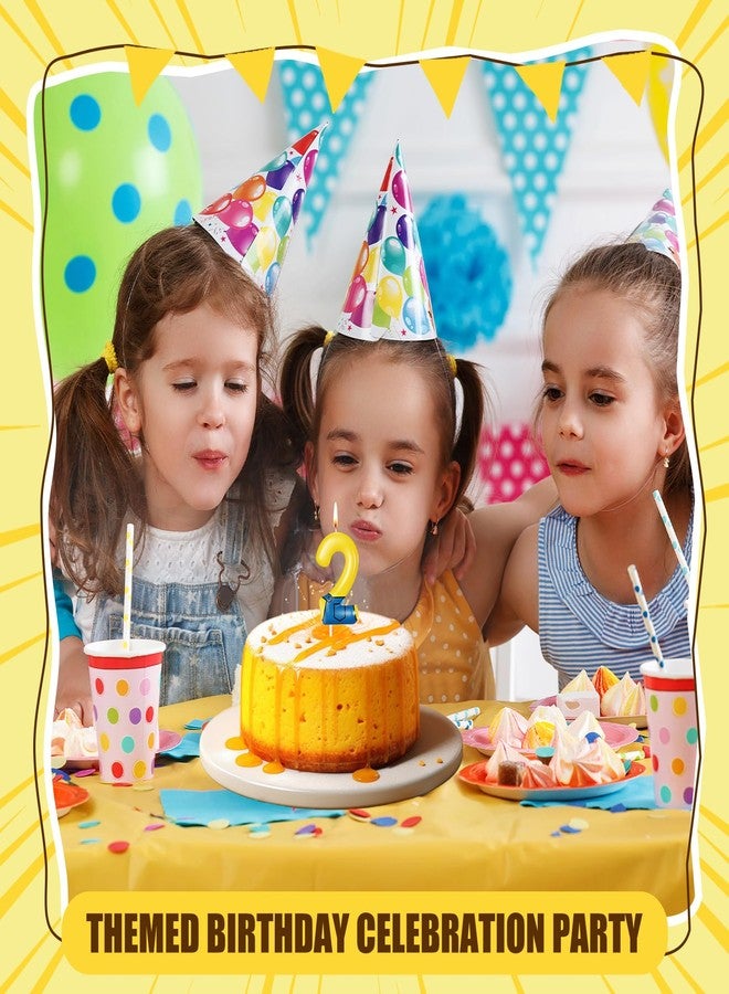Yuntau شموع عيد ميلاد بطابع كرتوني من يونتاو، بنطال جينز أصفر، شمعة دورية الأرقام الصفراء، زينة لتزيين الكيك والكب كيك، لوازم أعياد ميلاد الأولاد والبنات (رقم 2) - Image 5
