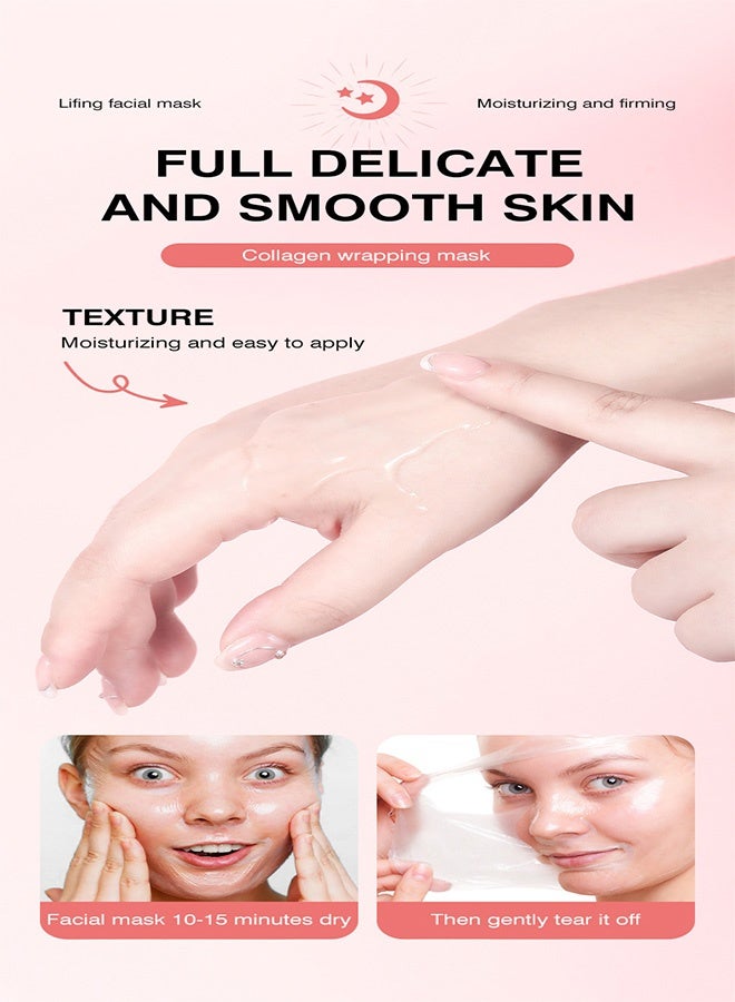 MOIKA Face Mask, Collagen Night Wrapping Mask Peel,  Reduce Sagging and Wrinkle For Glowing Skin - Image 4