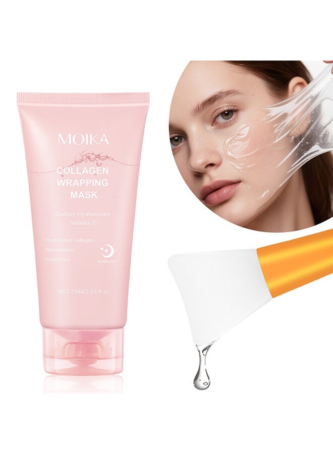 MOIKA Face Mask, Collagen Night Wrapping Mask Peel,  Reduce Sagging and Wrinkle For Glowing Skin - Image 1