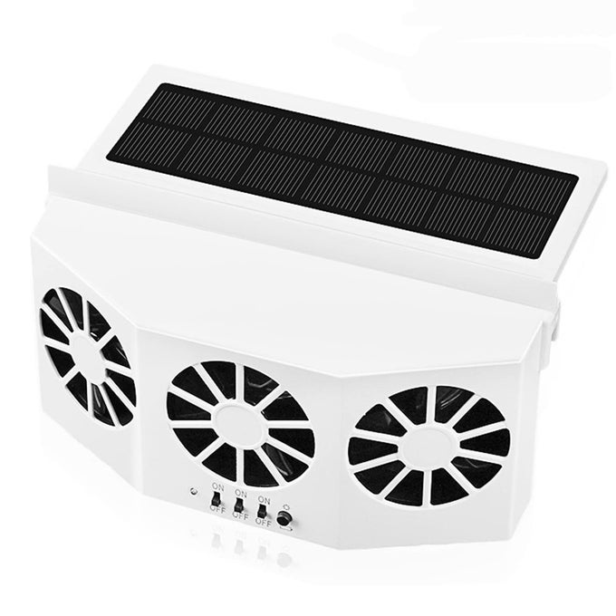 Car Solar Powered Window Exhaust Fan Air Purifier Solar Power Air Vent Radiator Fan for Backseat or Frontseat Vehicle Ventilation Fan White