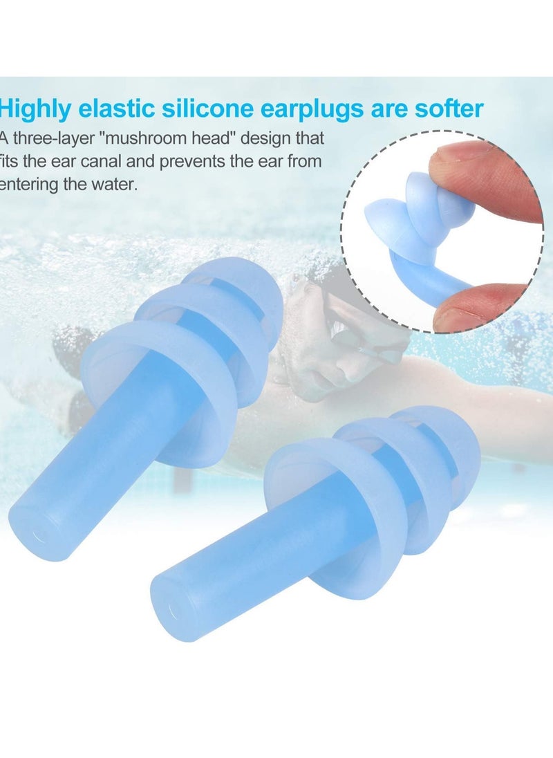 3 Packs Reusable Silicone Ear Plugs, Waterproof Hypoallergenic Noise Reduction Earplugs for Hearing Protection, Suitable for Sleeping,Snoring, Swimming, Concerts (6Pcs)