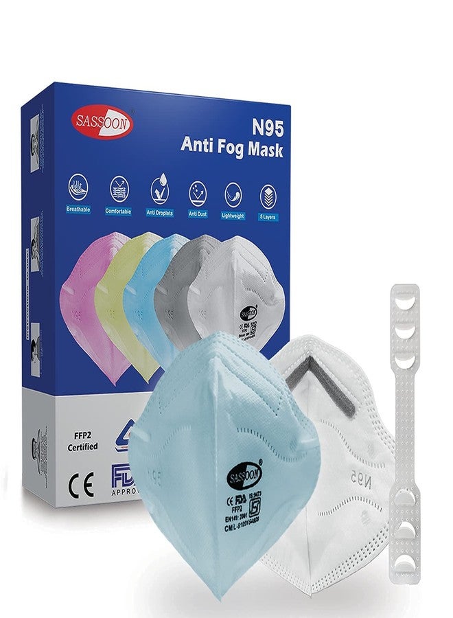 Sassoon Reusable Unisex Anti Fog N95 Mask with Nose Cushion (Multi color pack of 20) - Image 2
