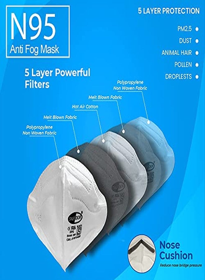 Sassoon Reusable Unisex Anti Fog N95 Mask with Nose Cushion (Multi color pack of 20) - Image 5