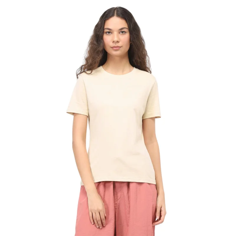 نوبيرو Solid Cream T-Shirt for Women