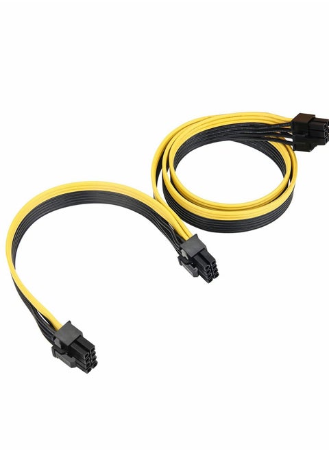 كابل مقسم PCI-e، 6 دبوس ذكر إلى ثنائي 8 دبوس (6+2) ذكر 80 سم كابل مقسم طاقة GPU للتعدين كابل PCI-E PCI Express