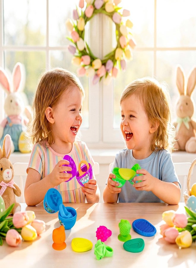 AONTESS مجموعة هدايا عيد الفصح من AONTESS، بيض عيد الفصح مملوء مسبقًا بألعاب حسية هادئة، وأحجار ذات ملمس مميز، وألعاب شفط، وحلقة دوارة لتهدئة الأطفال، وأدوات لتخفيف القلق لدى الأطفال المصابين بالتوحد، وجوائز صفية (12 قطعة) - Image 2
